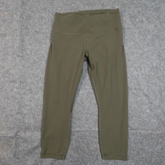 Lululemon Leggings Womens 12 Wunder Train Contour High Rise Crop 23" Army Green - Picture 1 of 10